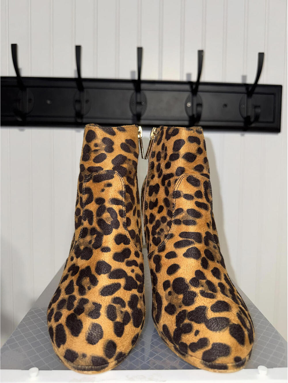 Bella Marie Leopard Print Heeled Ankle Boots